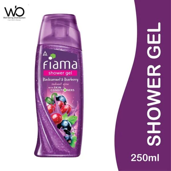 Fiama Shower Gel Blackcurrant & Bearberry Body Wash With Skin Conditioners For Radiant Glow | 250ml Bottle |Made in India