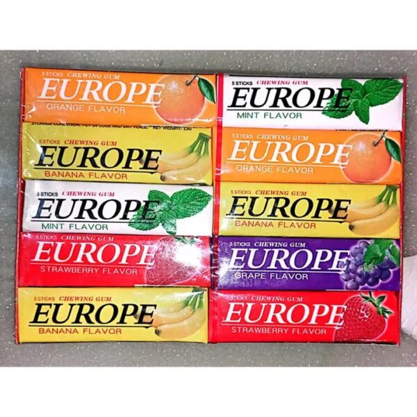 Europe chewing gum Mix Flavour 20 box(5sticks per box) Price 230 taka