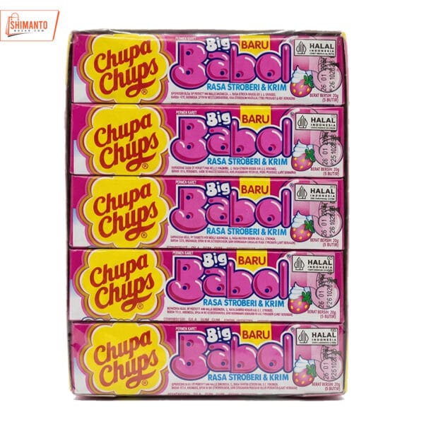 Chupa Chups Big Babol - Strawberry & Cream (Pack of 5)